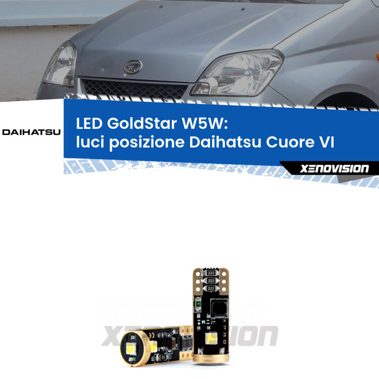 <strong>Luci posizione LED Daihatsu Cuore VI</strong>  2003-2007: ottima luminosità a 360 gradi. Si inseriscono ovunque. Canbus, Top Quality.