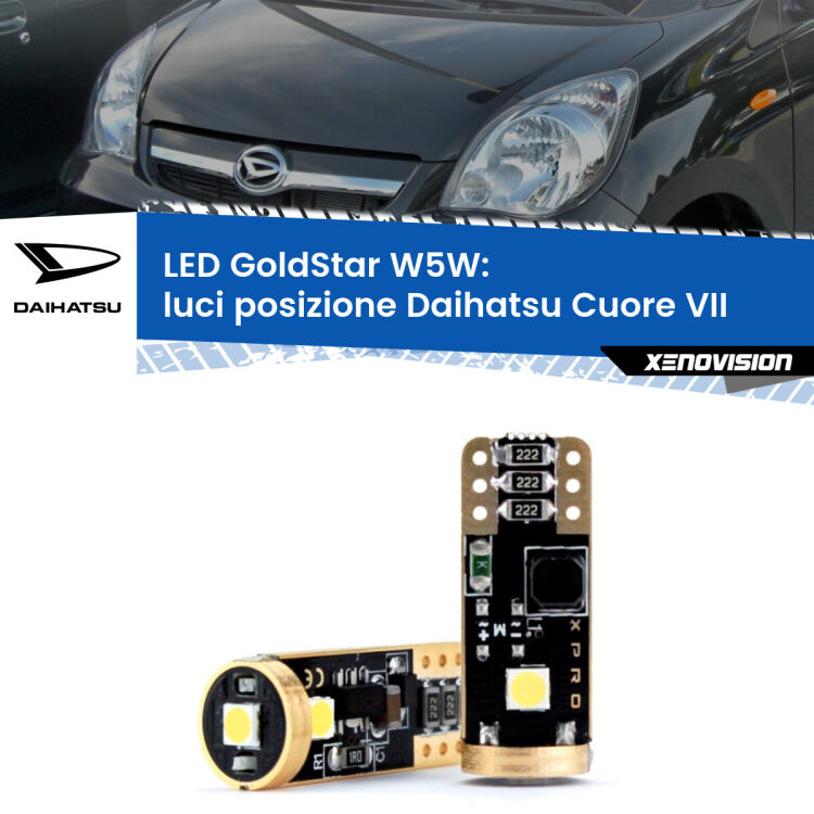 <strong>Luci posizione LED Daihatsu Cuore VII</strong>  2007-2018: ottima luminosità a 360 gradi. Si inseriscono ovunque. Canbus, Top Quality.