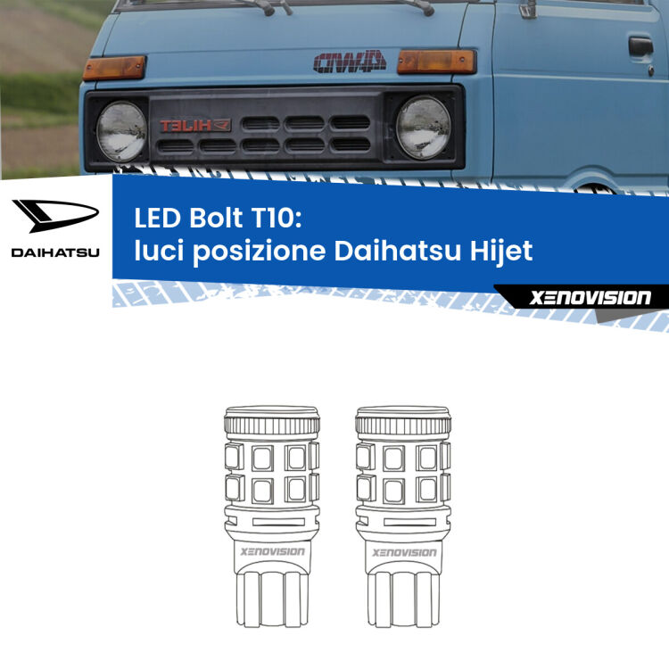 <strong>Luci posizione LED per Daihatsu Hijet</strong>  1992-2005. Coppia lampade <strong>T10</strong> modello Bolt canbus.