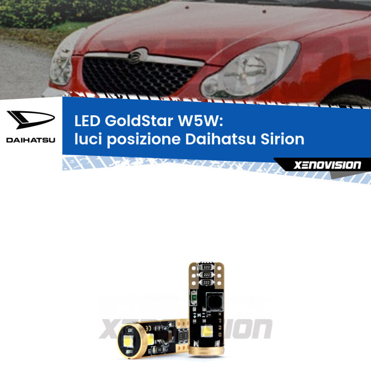 <strong>Luci posizione LED Daihatsu Sirion</strong>  2005-2008: ottima luminosità a 360 gradi. Si inseriscono ovunque. Canbus, Top Quality.