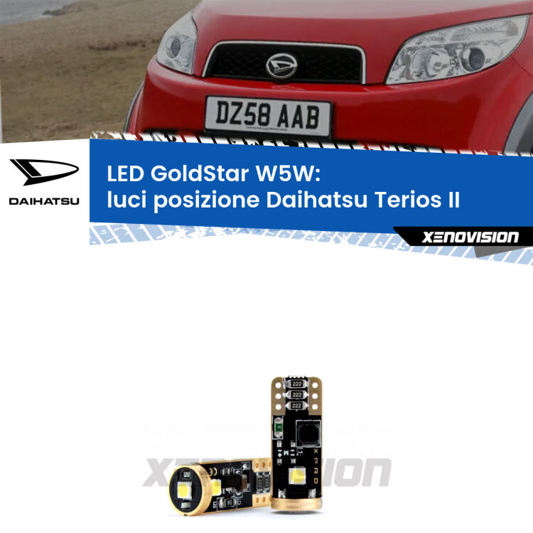 <strong>Luci posizione LED Daihatsu Terios</strong> II 2005-2009: ottima luminosità a 360 gradi. Si inseriscono ovunque. Canbus, Top Quality.