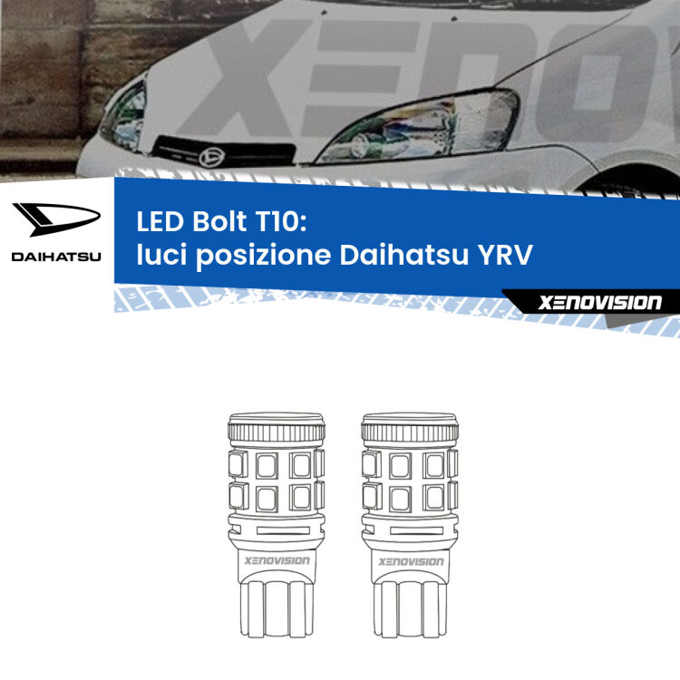 <strong>Luci posizione LED per Daihatsu YRV</strong>  2000-2005. Coppia lampade <strong>T10</strong> modello Bolt canbus.