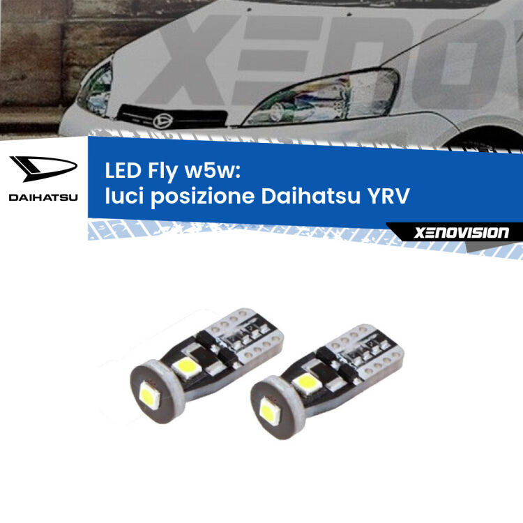 <strong>luci posizione LED per Daihatsu YRV</strong>  2000-2005. Coppia lampadine <strong>w5w</strong> Canbus compatte modello Fly Xenovision.