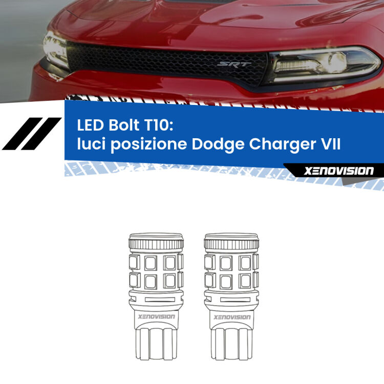 <strong>Luci posizione LED per Dodge Charger</strong> VII 2011-2014. Coppia lampade <strong>T10</strong> modello Bolt canbus.