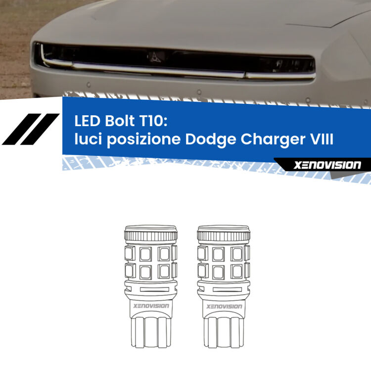 <strong>Luci posizione LED per Dodge Charger</strong> VIII 2024in poi. Coppia lampade <strong>T10</strong> modello Bolt canbus.