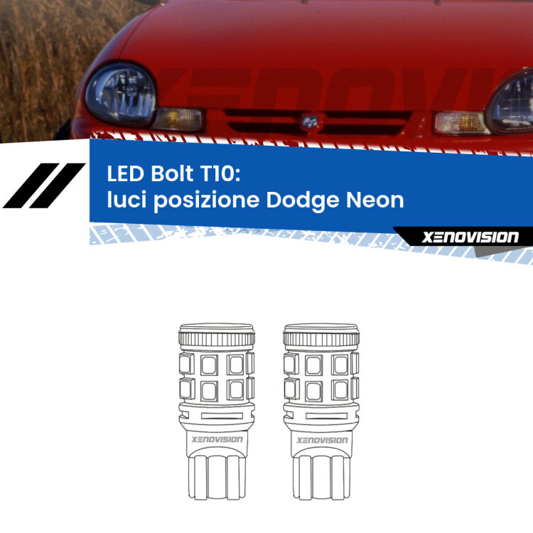 <strong>Luci posizione LED per Dodge Neon</strong>  1994-1999. Coppia lampade <strong>T10</strong> modello Bolt canbus.