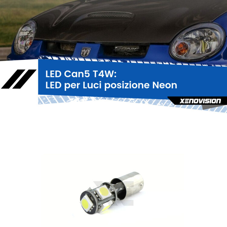 <strong>luci posizione LED per Dodge Neon</strong> II 1999-2005. Lampadina <strong>T4W</strong> BA9s Canbus da Xenovision.