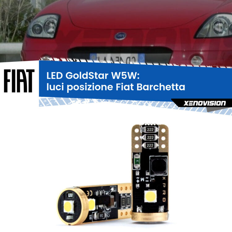 <strong>Luci posizione LED Fiat Barchetta</strong>  1995-2005: ottima luminosità a 360 gradi. Si inseriscono ovunque. Canbus, Top Quality.