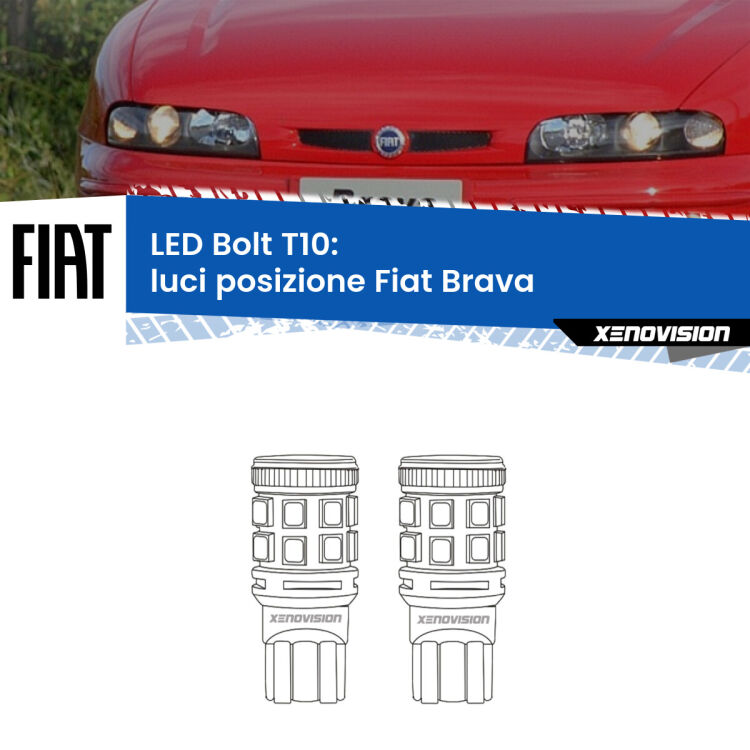 <strong>Luci posizione LED per Fiat Brava</strong>  1995-2001. Coppia lampade <strong>T10</strong> modello Bolt canbus.