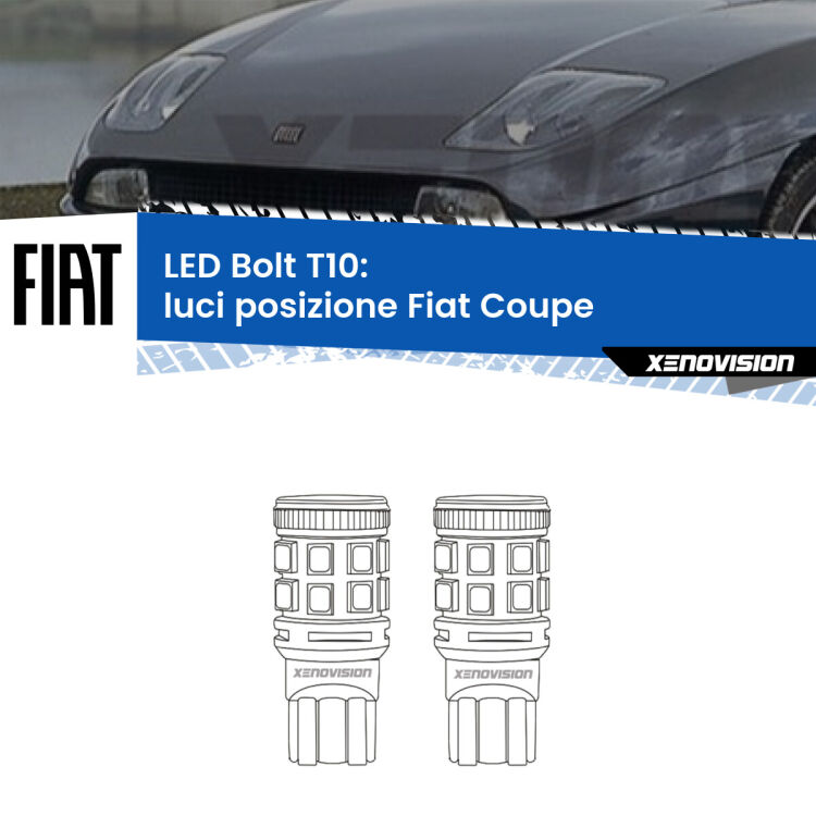 <strong>Luci posizione LED per Fiat Coupe</strong>  1993-2000. Coppia lampade <strong>T10</strong> modello Bolt canbus.