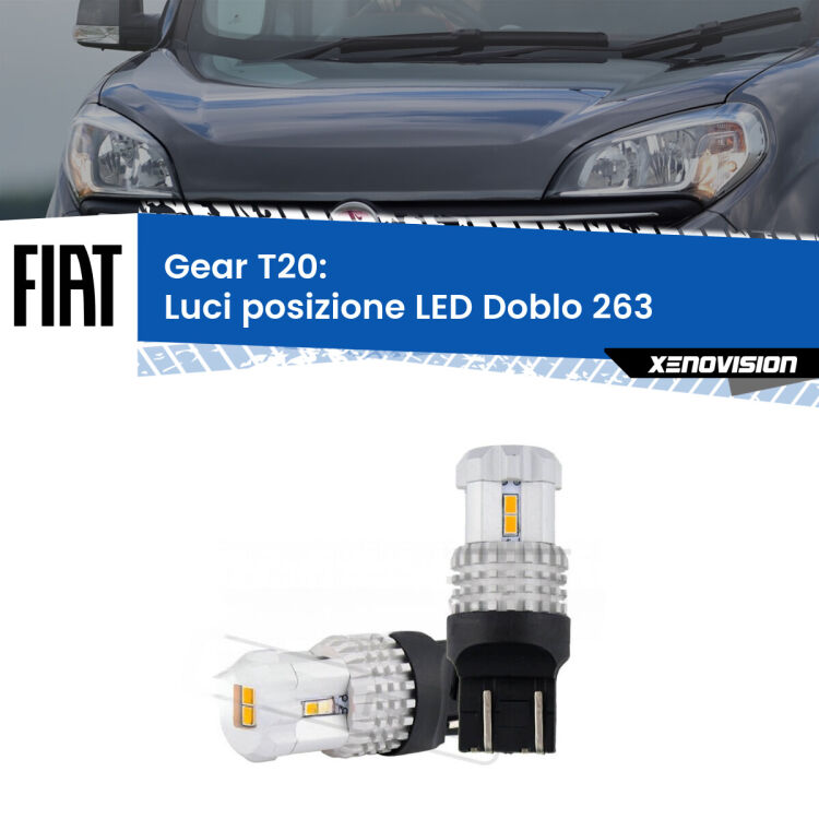 <strong>LED T20 </strong><strong>Luci posizione</strong> <strong>Fiat</strong> <strong>Doblo </strong>(263) 2015-2016. Coppia LED effetto Stealth, ottima resa in ogni direzione, Qualità Massima.