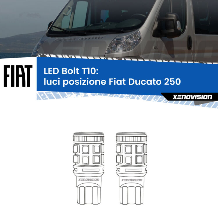 <strong>Luci posizione LED per Fiat Ducato</strong> 250 2006-2013. Coppia lampade <strong>T10</strong> modello Bolt canbus.