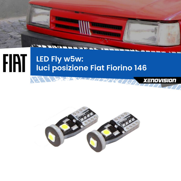 <strong>luci posizione LED per Fiat Fiorino</strong> 146 1988-2001. Coppia lampadine <strong>w5w</strong> Canbus compatte modello Fly Xenovision.