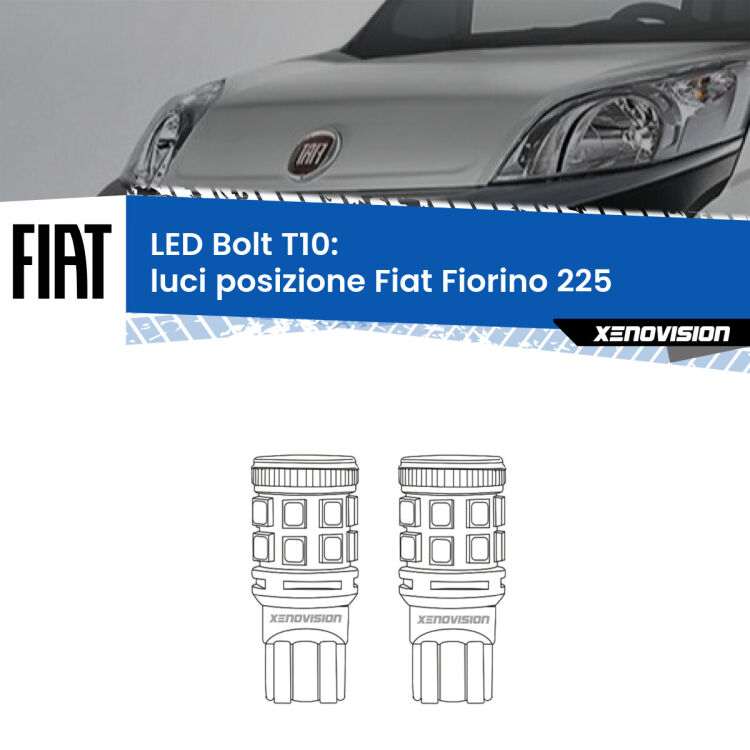 <strong>Luci posizione LED per Fiat Fiorino</strong> 225 2008-2021. Coppia lampade <strong>T10</strong> modello Bolt canbus.