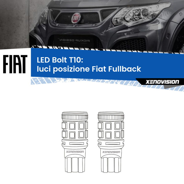 <strong>Luci posizione LED per Fiat Fullback</strong>  2016-2019. Coppia lampade <strong>T10</strong> modello Bolt canbus.