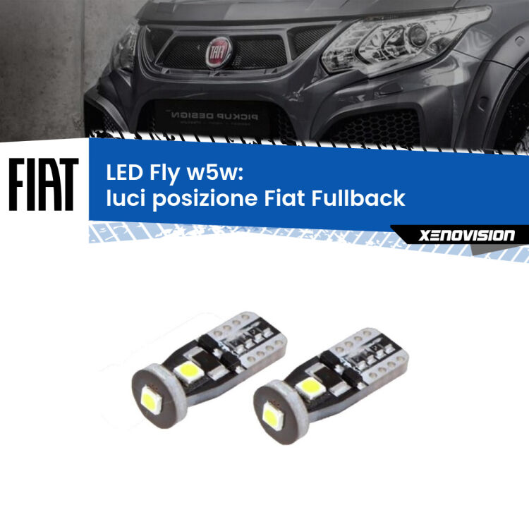 <strong>luci posizione LED per Fiat Fullback</strong>  2016-2019. Coppia lampadine <strong>w5w</strong> Canbus compatte modello Fly Xenovision.