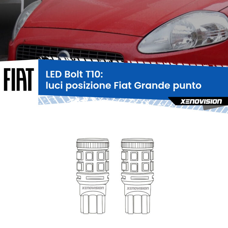 <strong>Luci posizione LED per Fiat Grande punto</strong>  2005-2018. Coppia lampade <strong>T10</strong> modello Bolt canbus.