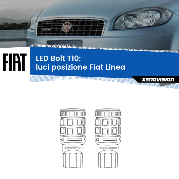 <strong>Luci posizione LED per Fiat Linea</strong>  2007-2018. Coppia lampade <strong>T10</strong> modello Bolt canbus.