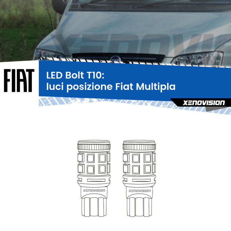 <strong>Luci posizione LED per Fiat Multipla</strong>  1999-2010. Coppia lampade <strong>T10</strong> modello Bolt canbus.