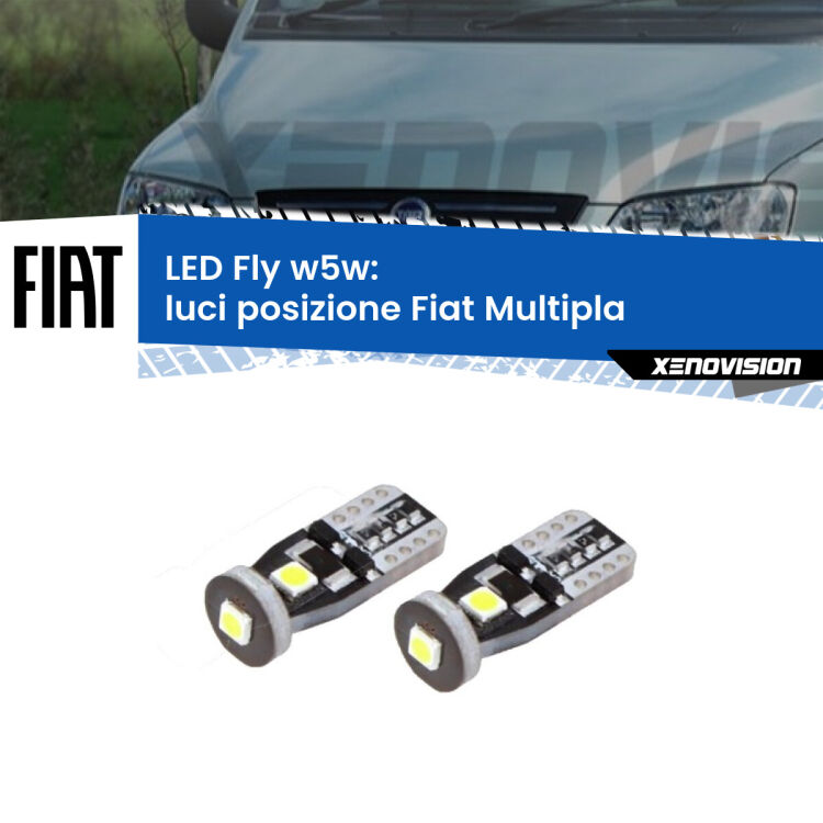 <strong>luci posizione LED per Fiat Multipla</strong>  1999-2010. Coppia lampadine <strong>w5w</strong> Canbus compatte modello Fly Xenovision.