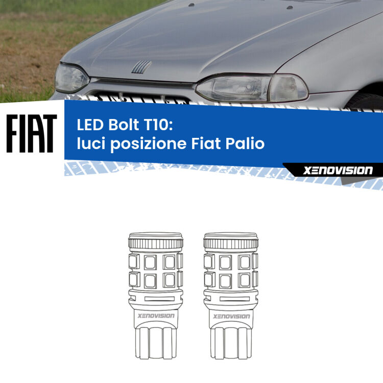 <strong>Luci posizione LED per Fiat Palio</strong>  1996-2003. Coppia lampade <strong>T10</strong> modello Bolt canbus.