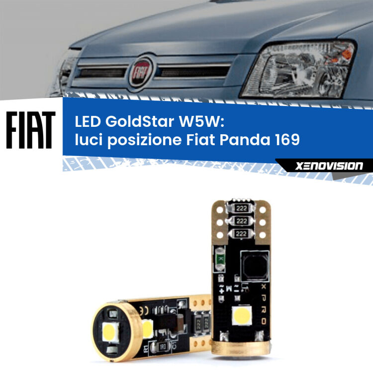 <strong>Luci posizione LED Fiat Panda</strong> 169 2003-2012: ottima luminosità a 360 gradi. Si inseriscono ovunque. Canbus, Top Quality.