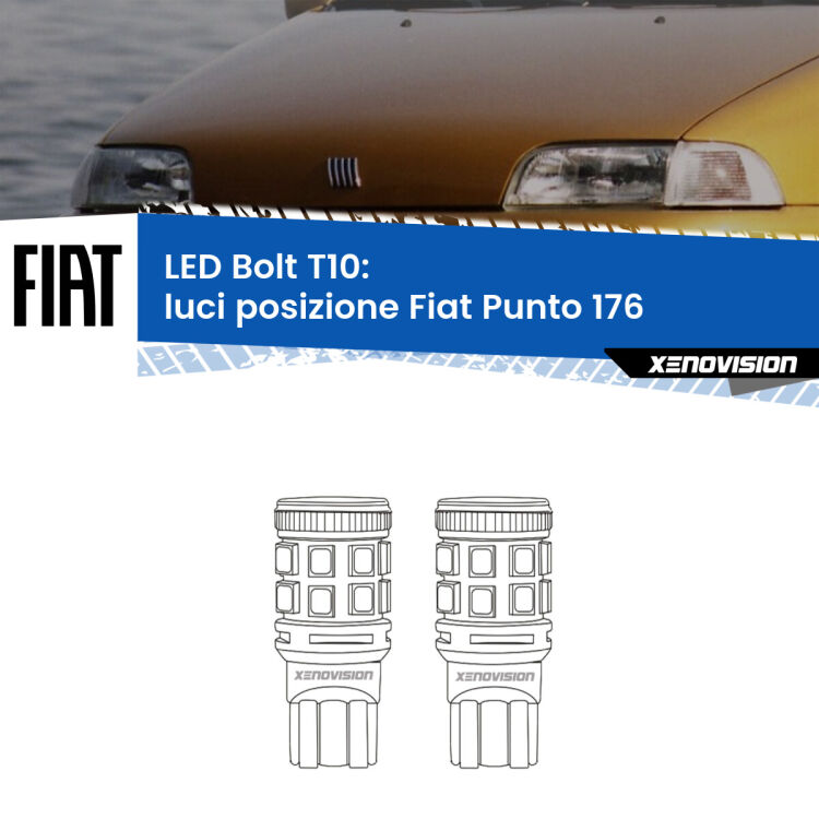 <strong>Luci posizione LED per Fiat Punto</strong> 176 1993-1999. Coppia lampade <strong>T10</strong> modello Bolt canbus.