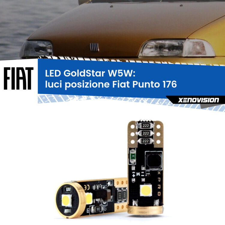 <strong>Luci posizione LED Fiat Punto</strong> 176 1993-1999: ottima luminosità a 360 gradi. Si inseriscono ovunque. Canbus, Top Quality.