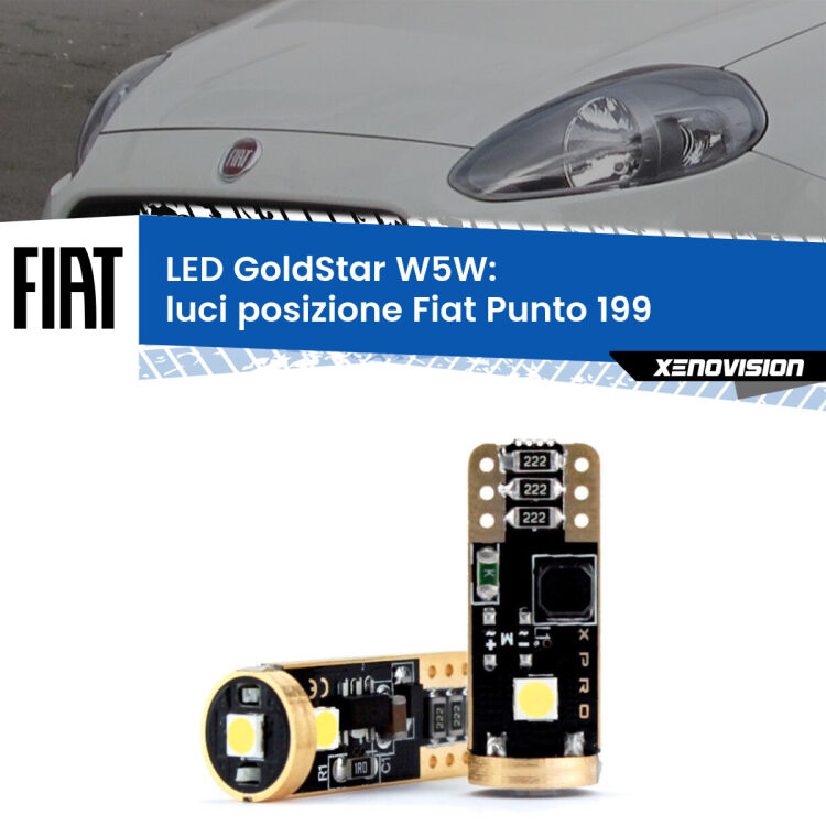 <strong>Luci posizione LED Fiat Punto</strong> 199 2012-2018: ottima luminosità a 360 gradi. Si inseriscono ovunque. Canbus, Top Quality.