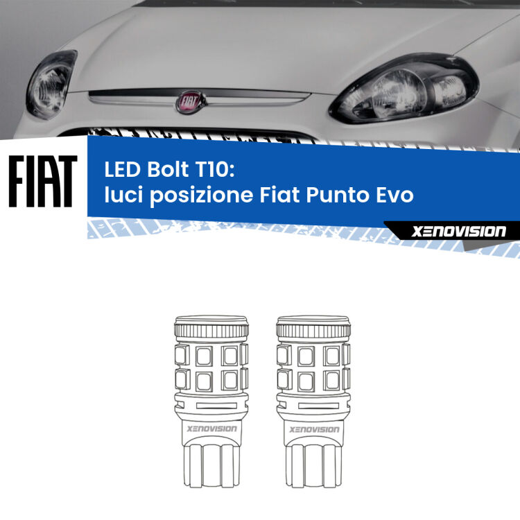 <strong>Luci posizione LED per Fiat Punto Evo</strong>  2009-2015. Coppia lampade <strong>T10</strong> modello Bolt canbus.