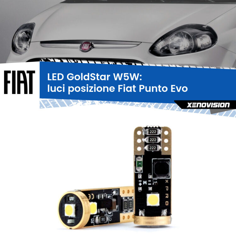 <strong>Luci posizione LED Fiat Punto Evo</strong>  2009-2015: ottima luminosità a 360 gradi. Si inseriscono ovunque. Canbus, Top Quality.