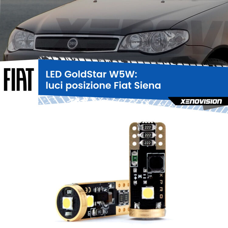 <strong>Luci posizione LED Fiat Siena</strong>  1996-2012: ottima luminosità a 360 gradi. Si inseriscono ovunque. Canbus, Top Quality.