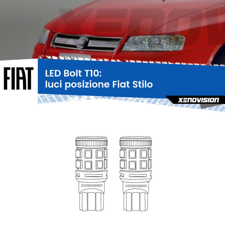 <strong>Luci posizione LED per Fiat Stilo</strong>  2001-2006. Coppia lampade <strong>T10</strong> modello Bolt canbus.