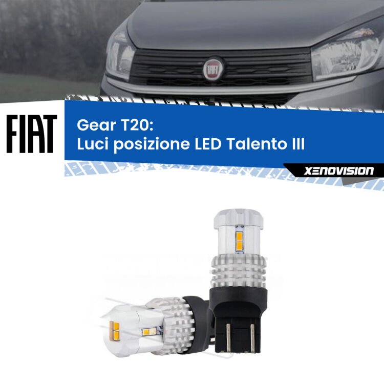 <strong>LED T20 </strong><strong>Luci posizione</strong> <strong>Fiat</strong> <strong>Talento </strong>(III) 2016-2020. Coppia LED effetto Stealth, ottima resa in ogni direzione, Qualità Massima.