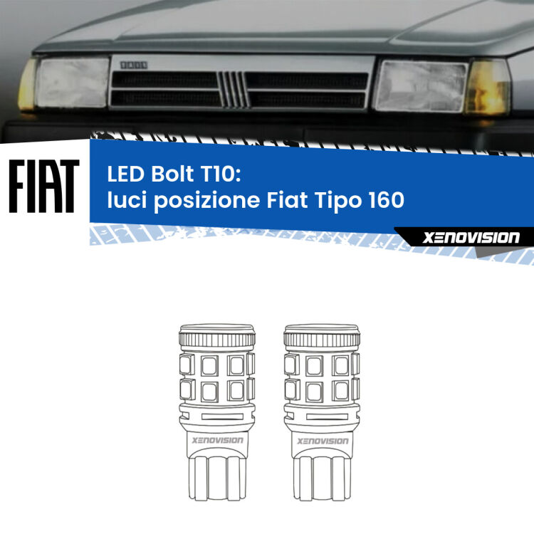 <strong>Luci posizione LED per Fiat Tipo</strong> 160 1987-1996. Coppia lampade <strong>T10</strong> modello Bolt canbus.