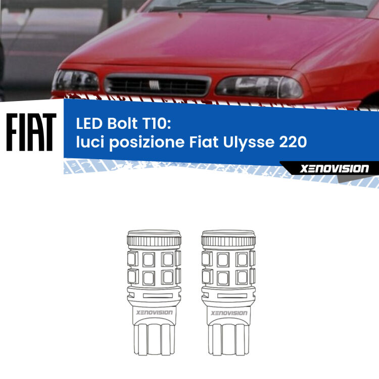 <strong>Luci posizione LED per Fiat Ulysse</strong> 220 1994-2002. Coppia lampade <strong>T10</strong> modello Bolt canbus.