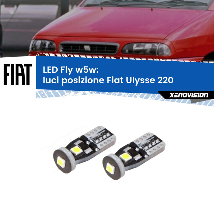 <strong>luci posizione LED per Fiat Ulysse</strong> 220 1994-2002. Coppia lampadine <strong>w5w</strong> Canbus compatte modello Fly Xenovision.