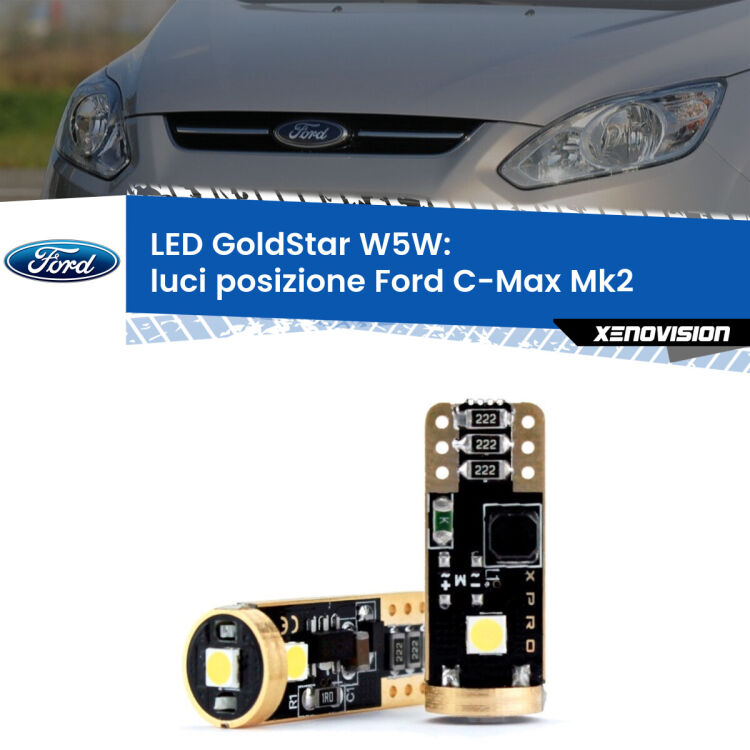 <strong>Luci posizione LED Ford C-Max</strong> Mk2 2011-2019: ottima luminosità a 360 gradi. Si inseriscono ovunque. Canbus, Top Quality.