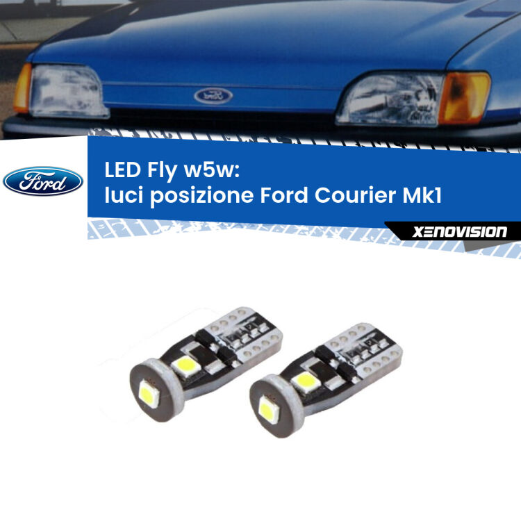 <strong>luci posizione LED per Ford Courier</strong> Mk1 1991-1995. Coppia lampadine <strong>w5w</strong> Canbus compatte modello Fly Xenovision.