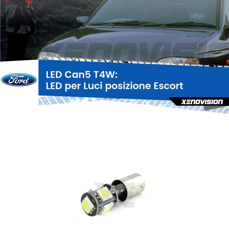 <strong>luci posizione LED per Ford Escort</strong> Mk4 1990-1995. Lampadina <strong>T4W</strong> BA9s Canbus da Xenovision.