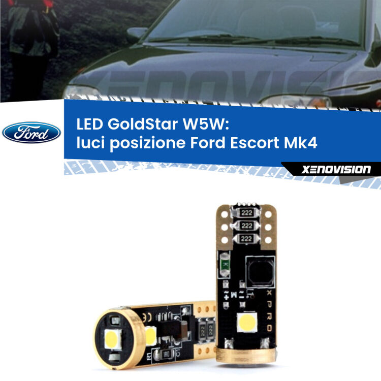 <strong>Luci posizione LED Ford Escort</strong> Mk4 1996-2000: ottima luminosità a 360 gradi. Si inseriscono ovunque. Canbus, Top Quality.