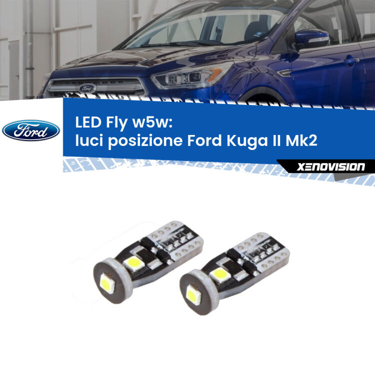 <strong>luci posizione LED per Ford Kuga II</strong>  2012-2015. Coppia lampadine <strong>w5w</strong> Canbus compatte modello Fly Xenovision.