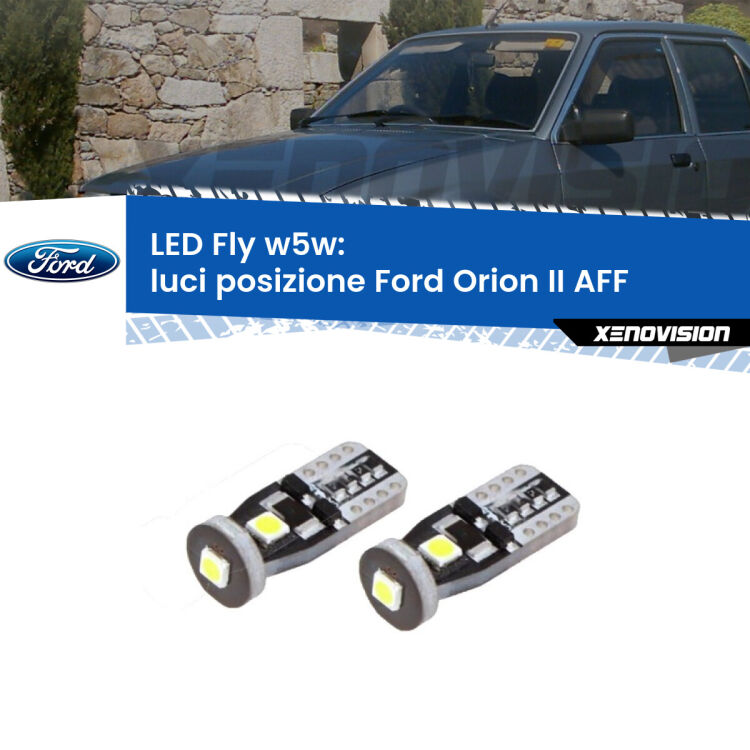 <strong>luci posizione LED per Ford Orion II</strong> AFF 1985-1990. Coppia lampadine <strong>w5w</strong> Canbus compatte modello Fly Xenovision.