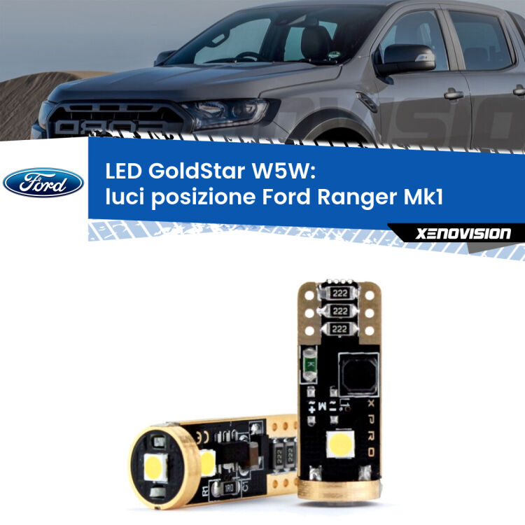 <strong>Luci posizione LED Ford Ranger</strong> Mk1 2005-2006: ottima luminosità a 360 gradi. Si inseriscono ovunque. Canbus, Top Quality.