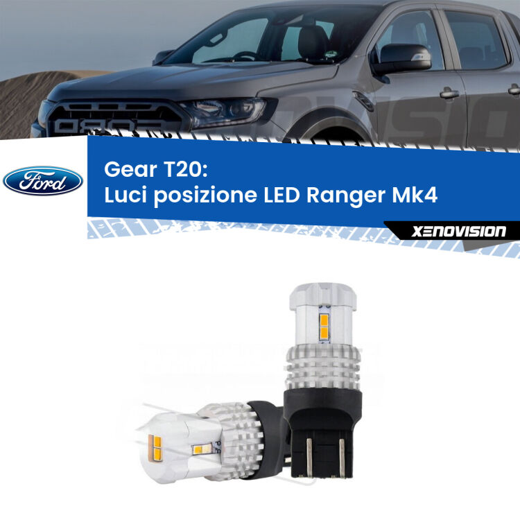 <strong>LED T20 </strong><strong>Luci posizione</strong> <strong>Ford</strong> <strong>Ranger </strong>(Mk4) con luci diurne. Coppia LED effetto Stealth, ottima resa in ogni direzione, Qualità Massima.