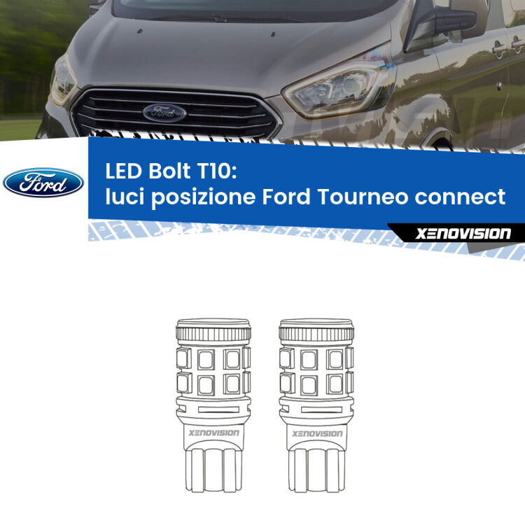 <strong>Luci posizione LED per Ford Tourneo connect</strong>  2002-2013. Coppia lampade <strong>T10</strong> modello Bolt canbus.