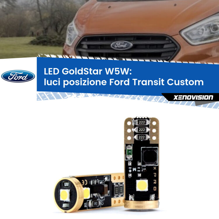 <strong>Luci posizione LED Ford Transit Custom</strong>  2012-2022: ottima luminosità a 360 gradi. Si inseriscono ovunque. Canbus, Top Quality.