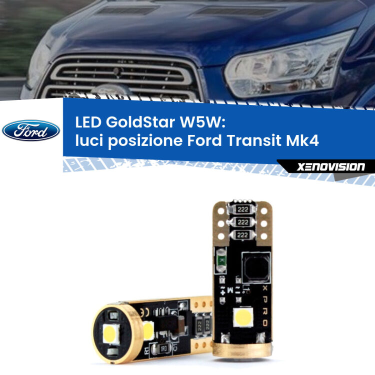 <strong>Luci posizione LED Ford Transit</strong> Mk4 2014in poi: ottima luminosità a 360 gradi. Si inseriscono ovunque. Canbus, Top Quality.