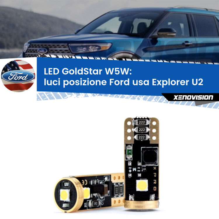 <strong>Luci posizione LED Ford usa Explorer</strong> U2 1995-2001: ottima luminosità a 360 gradi. Si inseriscono ovunque. Canbus, Top Quality.