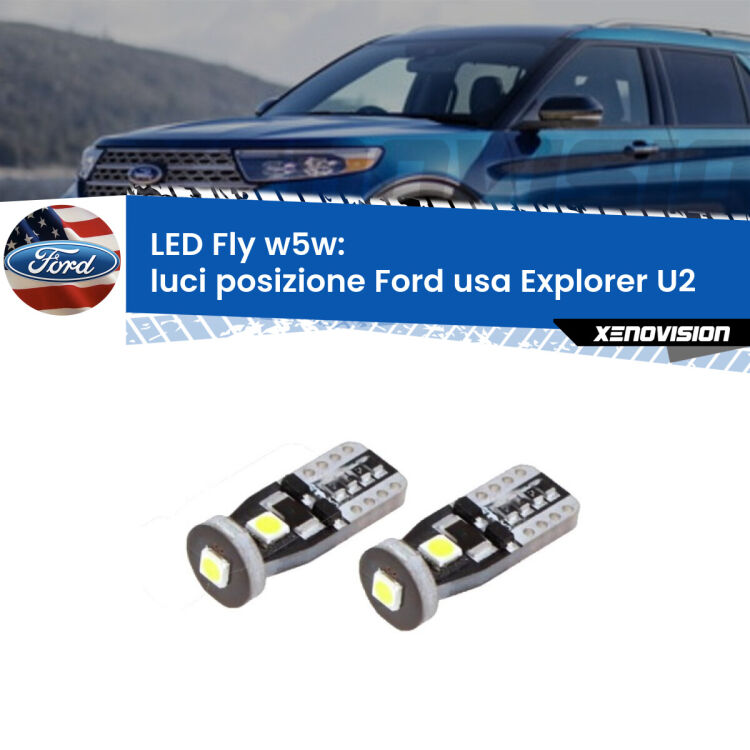 <strong>luci posizione LED per Ford usa Explorer</strong> U2 1995-2001. Coppia lampadine <strong>w5w</strong> Canbus compatte modello Fly Xenovision.